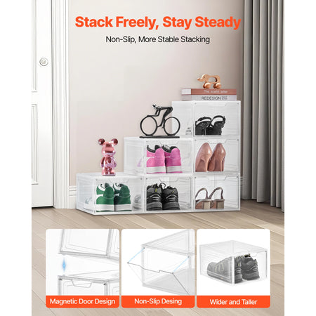 SucceBuy Clear Stackable Shoe Boxes &ndash; Magnetic Door