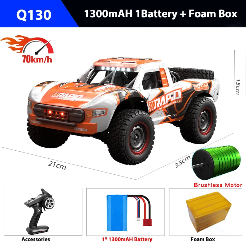 Q130 1:14 4WD RC Car &ndash; LED Headlights for Night Driving Brushless Motor OR