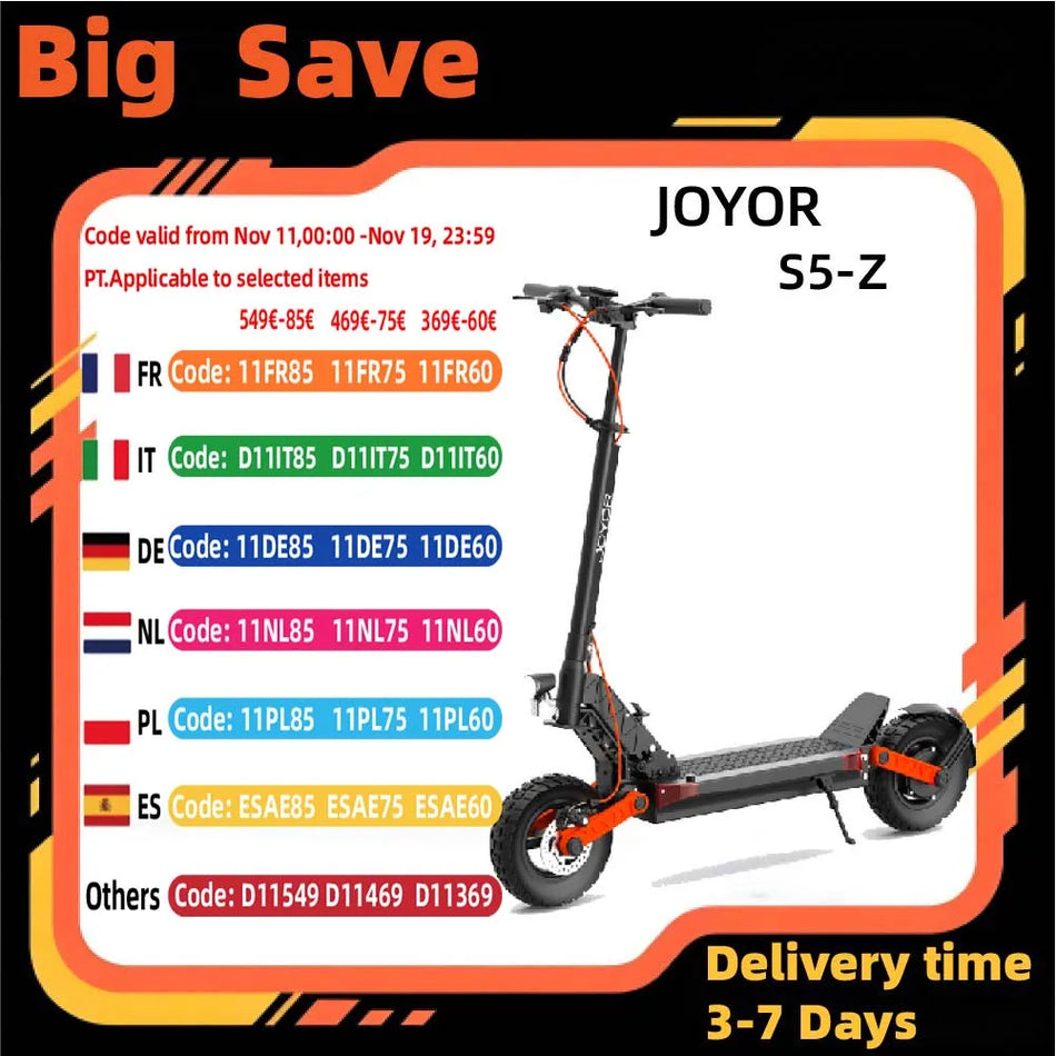 Joyor S5Z Ηλεκτρικό Σκούτερ, Αναδιπλούμενο 600W, 48V 13Ah Μπαταρία