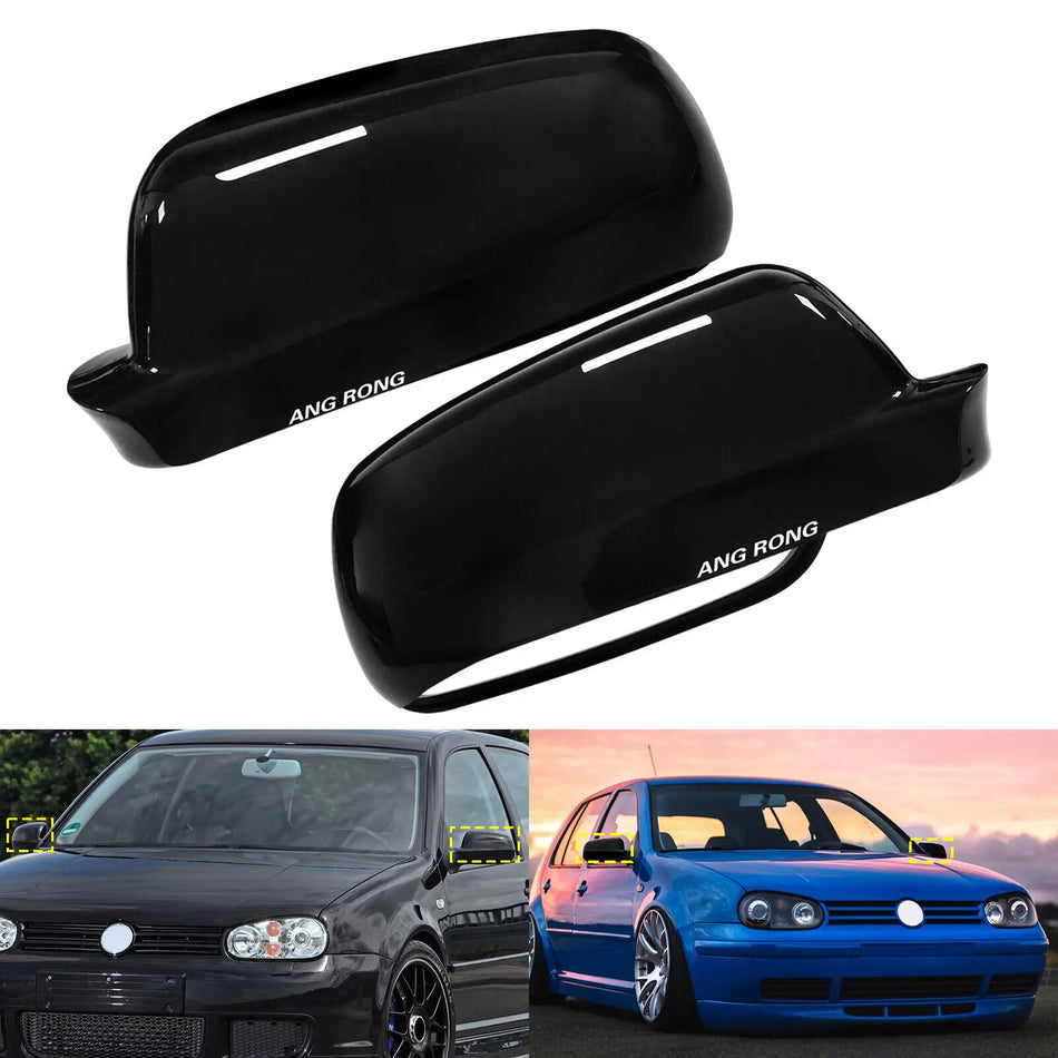 VW Golf MK4 Gloss Black Side Mirror Covers, Direct Replacement, Left and Right
