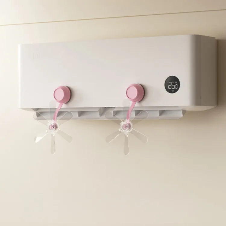 Suction Cup Wall Mounted Air Conditioning Fan - Windproof &amp; Adjustable Airflow Pink 2pcs