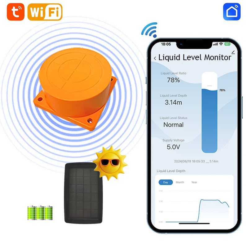 Wireless Ultrasonic Water Level Sensor with Smart App Control