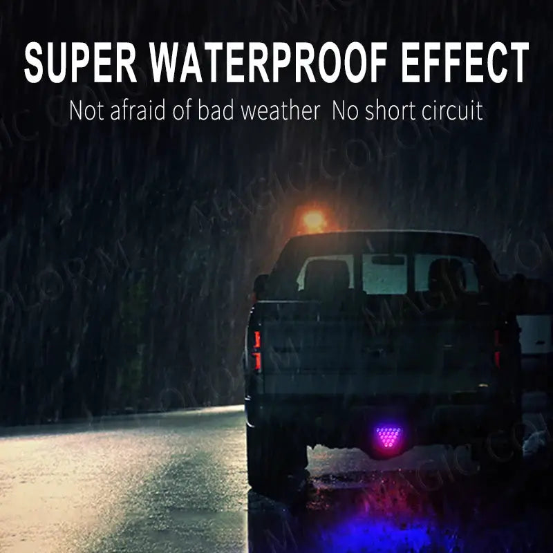 For F1 Style Motorcycle Car Pilot Lights Triangle Rear Brake Lamp Warning Strobe Stop Safety Black Red RGB Bumper by InterCyprus Trading Ltd