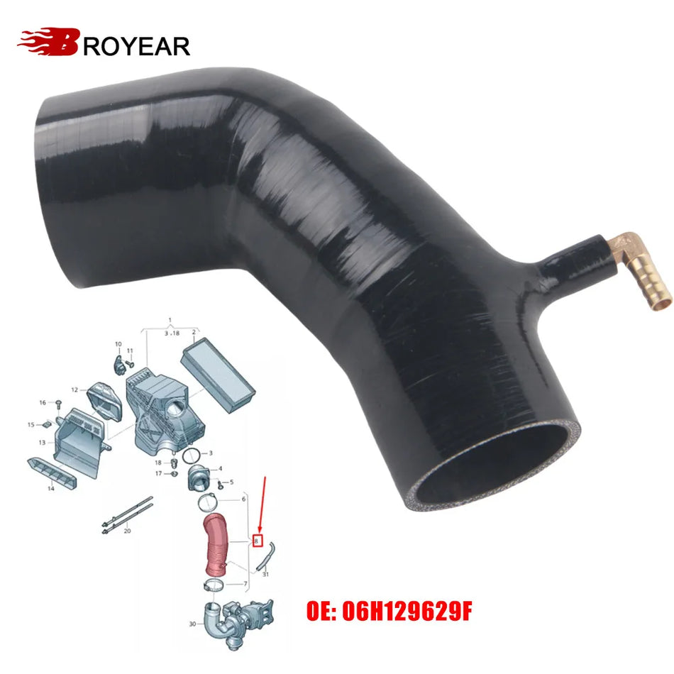 Silicone Air Intake Hose For Audi A5 8T A4 B8 S4 06H129629F by InterCyprus Trading Ltd