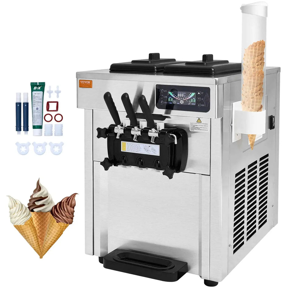 Ice Cream Machine 18 To 28 LPH Dual 5.5L Cylinders