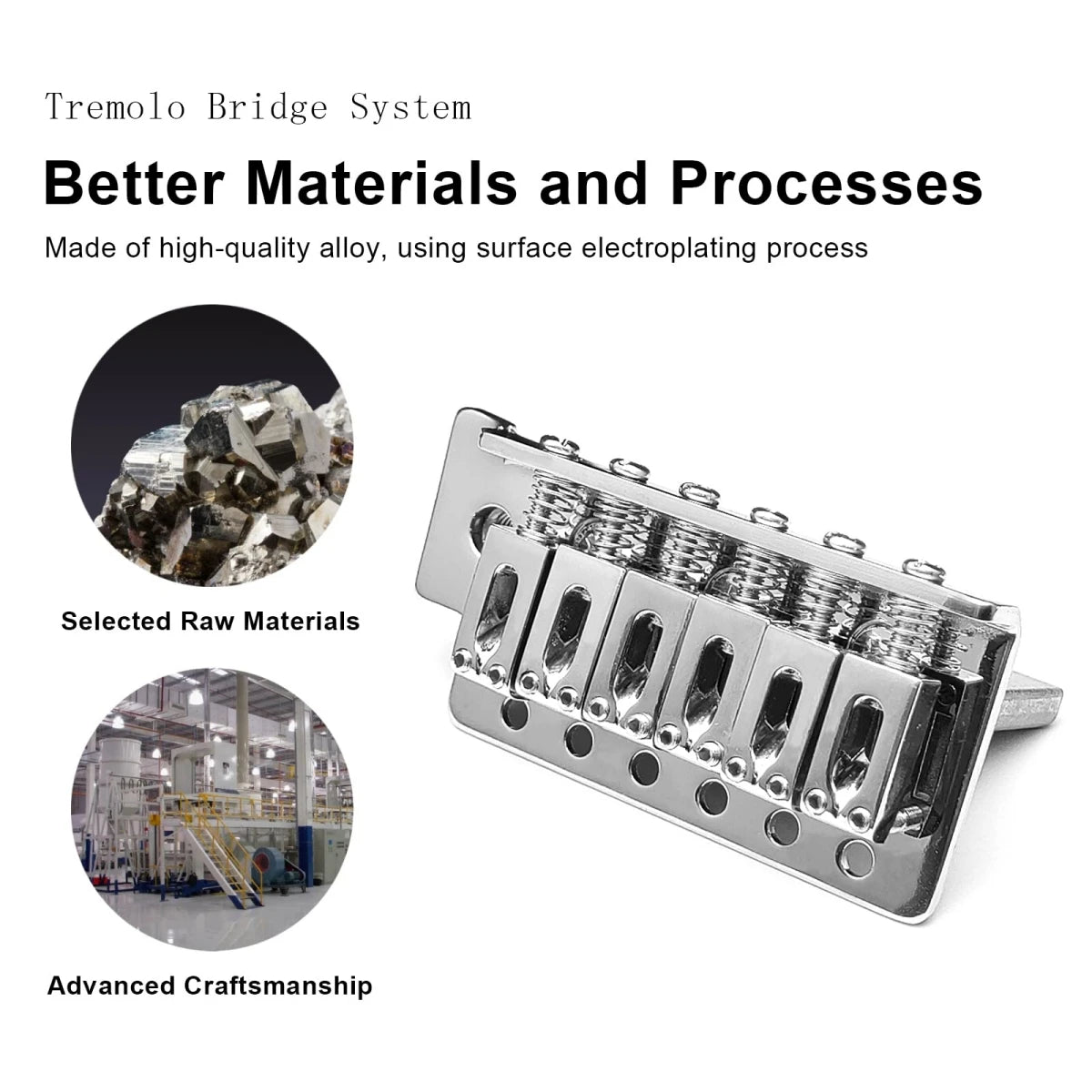 Miwayer 52.5mm Tremolo Bridge Chrome &ndash; Vintage Design