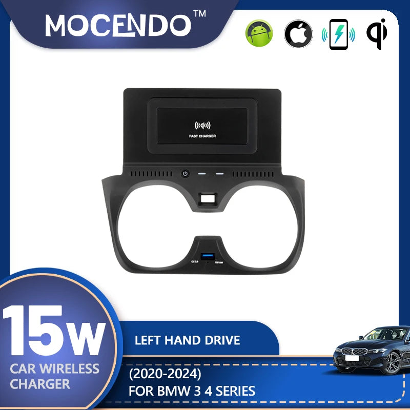 Chargeur de voiture sans fil Qi pour BMW G20 G21 G22 G28 séries 3 4 LHD