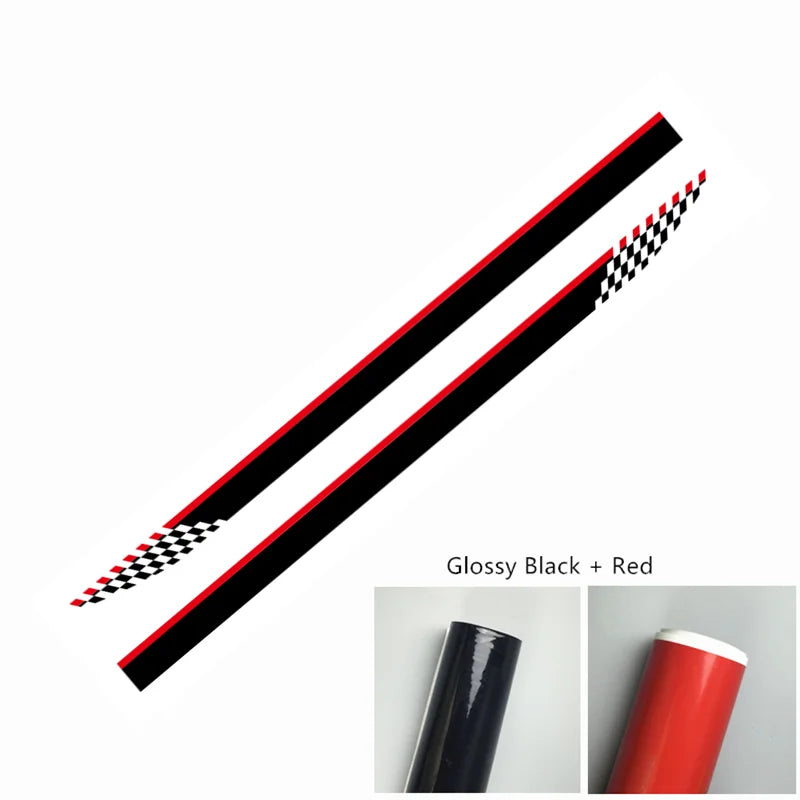 Fiat 124 Spider Car Door Side Skirt Stickers - 2pcs Racing Sport Vinyl Decals &amp; Auto Body DIY Accessories - Glossy Black, Matte Black, Silver, White, Gold Glossy black-Red