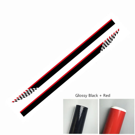 Fiat 124 Spider Car Door Side Skirt Stickers - 2pcs Racing Sport Vinyl Decals &amp; Auto Body DIY Accessories - Glossy Black, Matte Black, Silver, White, Gold Glossy black-Red