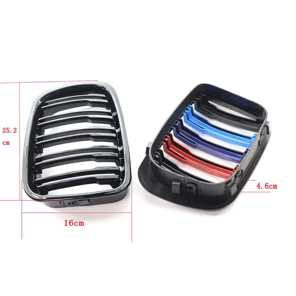 ABS Front Kidney Grille Dual Slat Gloss Black For BMW E46
