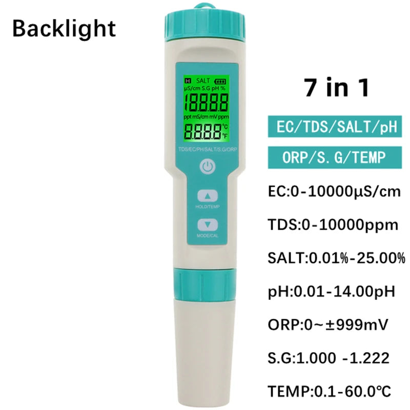 Bluetooth Digital 7 In 1 PH Meter &ndash; Water Quality Monitor