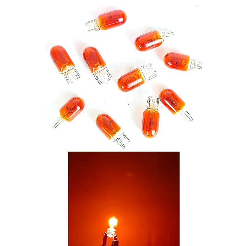 10 Pcs T10 Wedge Bulbs 12V 5W Instrument Dashboard Replacement Lamps