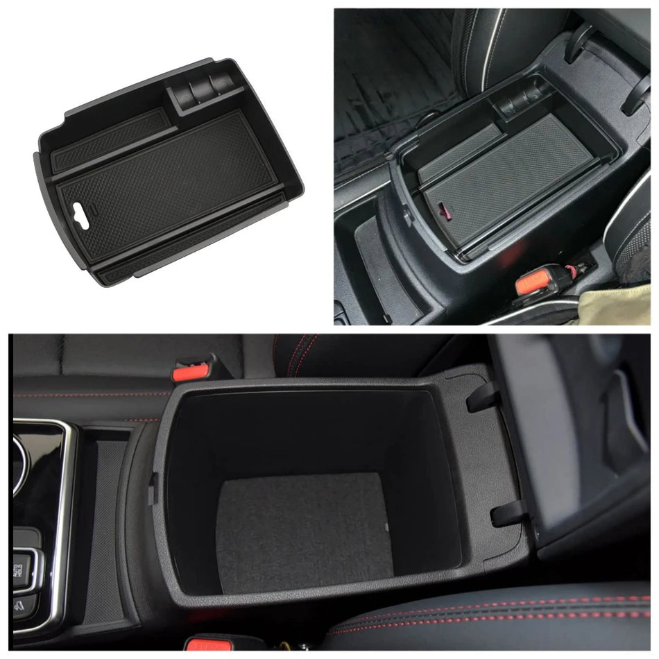 Armrest Box Storage Organizer Tray for Kia Sportage 4 QL Premium ABS Plastic with Anti Scratch Silicone Mat