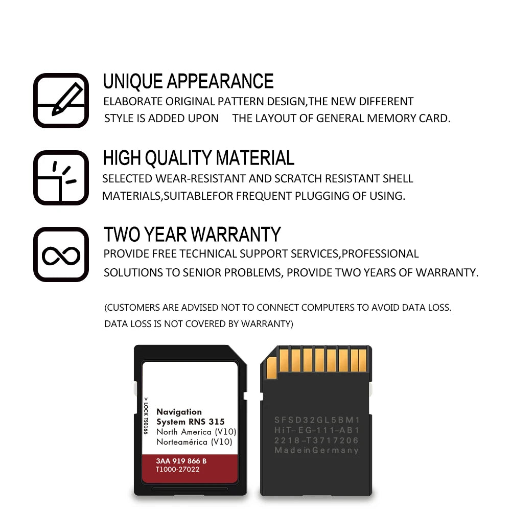 8GB SD Card North America Map Upgrade RNS 315 - Fast GPS