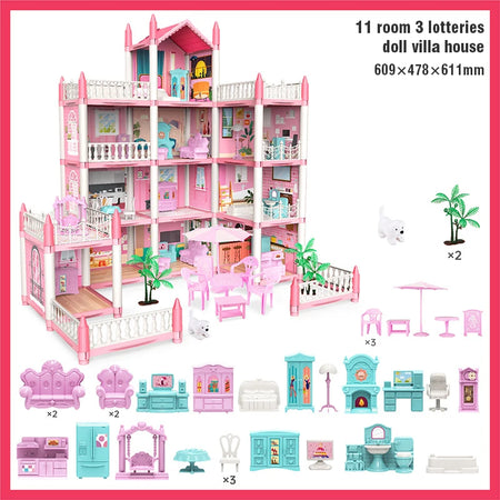 Large Doll House Villa Set - 3D DIY Princess Castle Toy