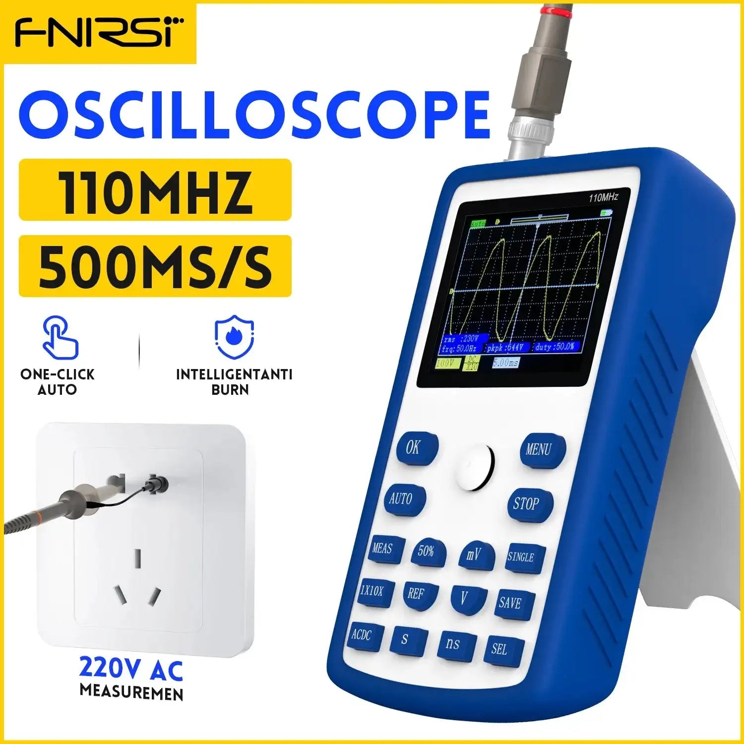 FNIRSI 1C15 Digital Oscilloscope 500MSps 110MHz Bandwidth 1C15