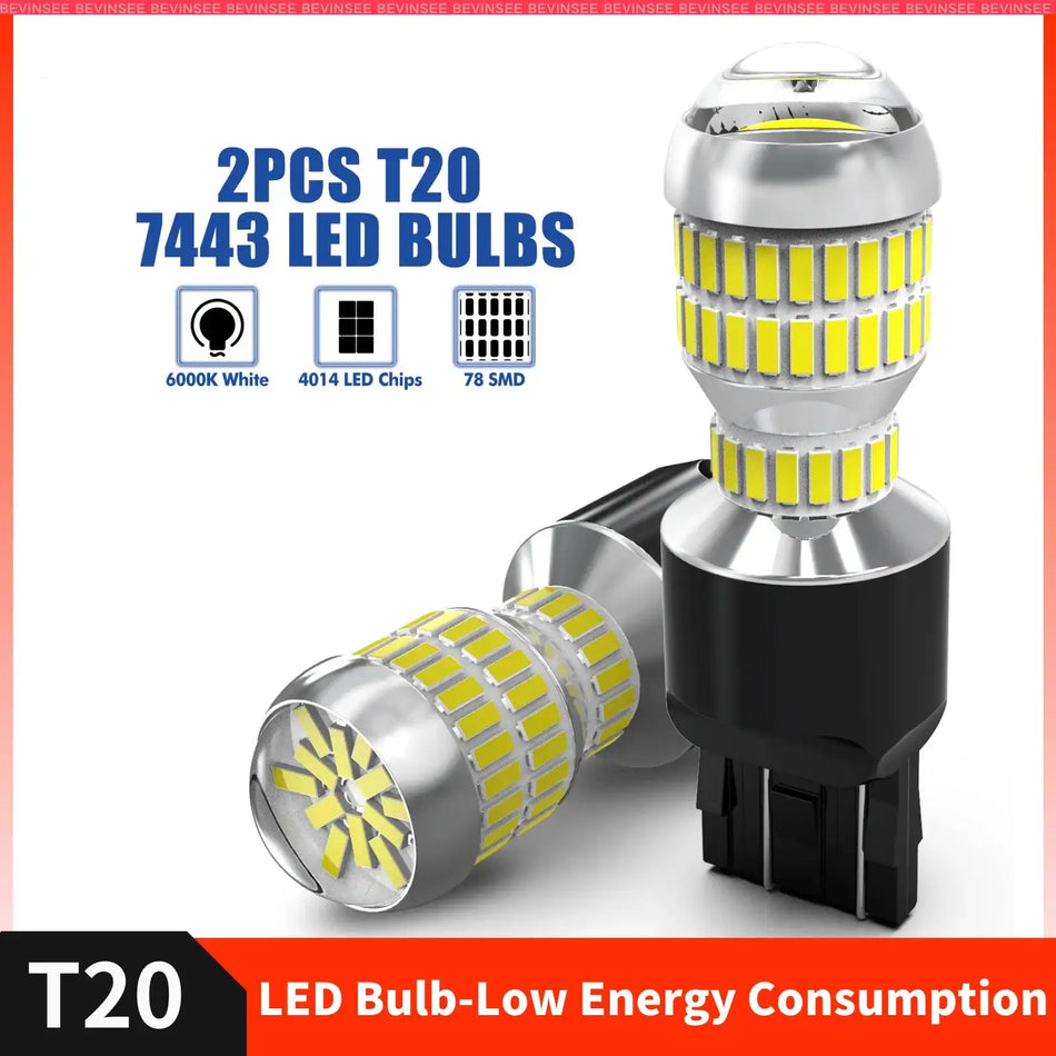 Bevinsee 2600LM T20 LED Lampen CANBUS 7443 7440 6000K 12V