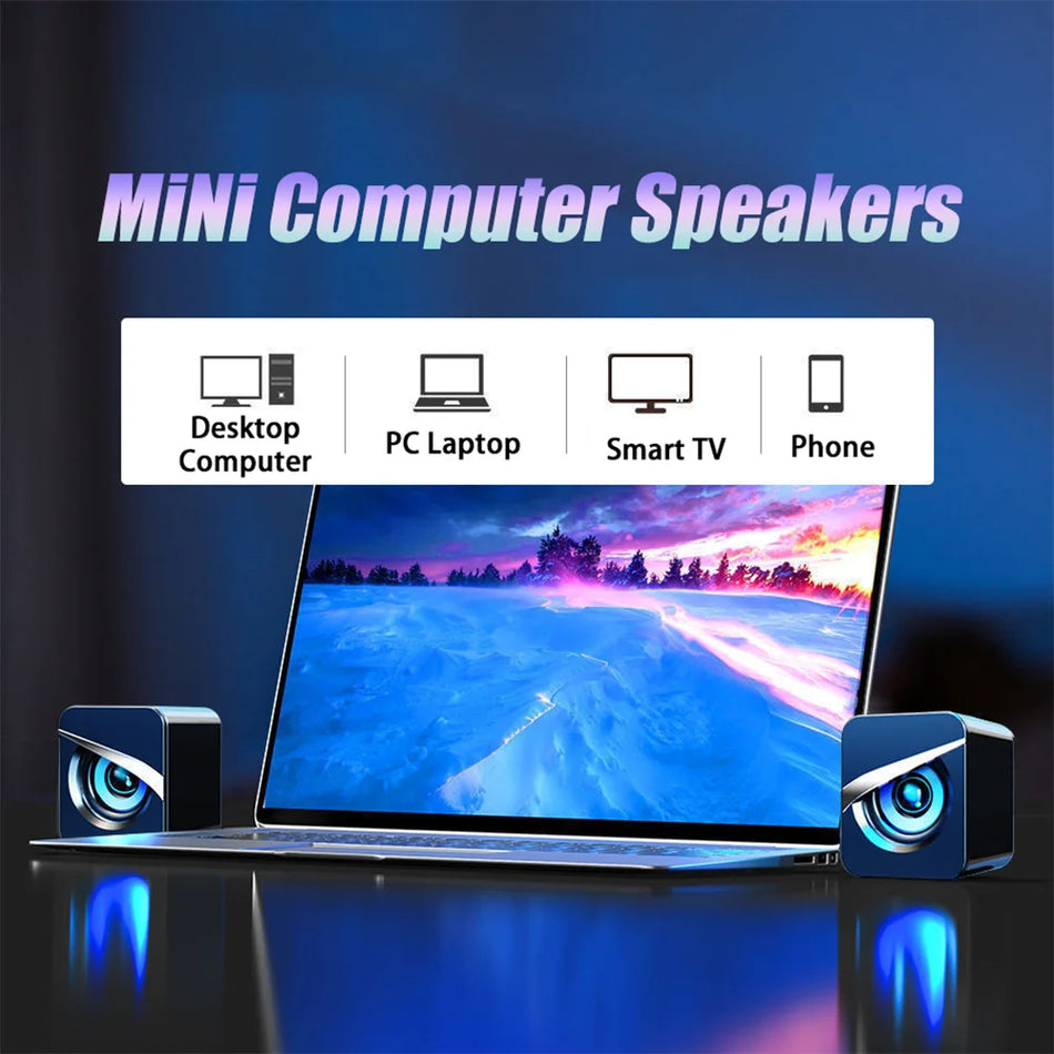 USB Жични Компютърни Колонки 2.1 Канала с LED Светлина, ABS HIFI Десктоп Аудио