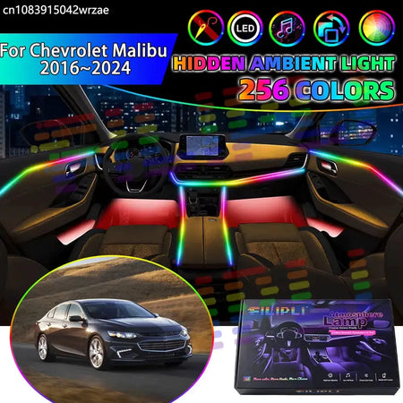 For Chevrolet Malibu 2016~2024 MK9 9th 2017 RGB Car Interior Ambient Lights Strips Breathing Lighting Kit App Control LED strips by InterCyprus Trading Ltd