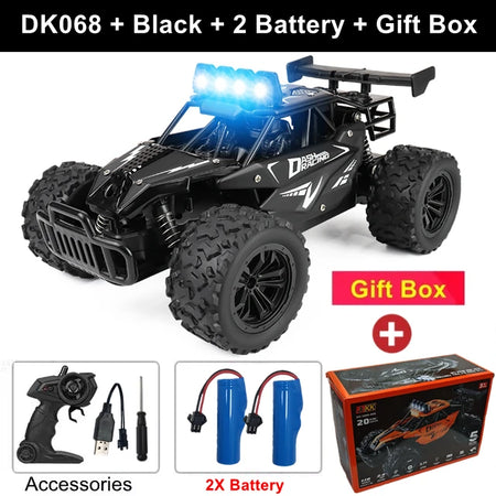 Remote Control Car RC Drift 1:16 Off Road Alloy &ndash; LED Light DK068 Black 2B Box
