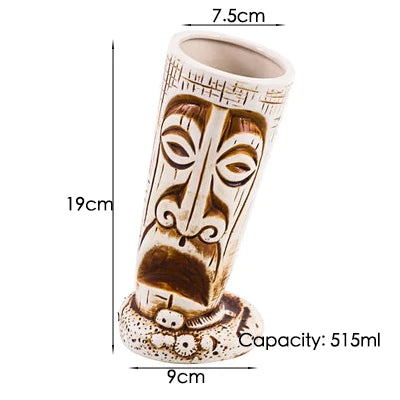 Hawaii Tiki Mugs Cocktail Cup - Eco Friendly Ceramic Slanted 515ml / 300-920ml