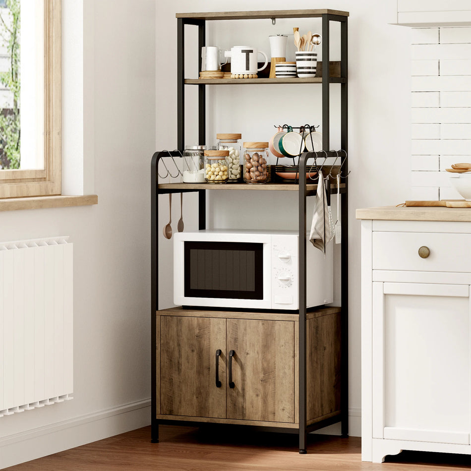 Wood And Metal Kitchen Rack With Door Frame And S Hooks