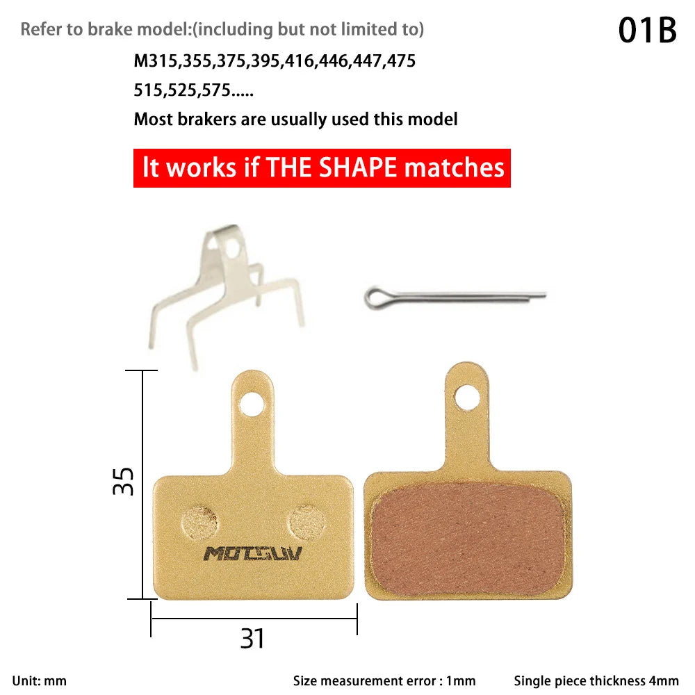 Copper Base Bike Brake Pads &ndash; Broad Disc Brake Compatibility 01B