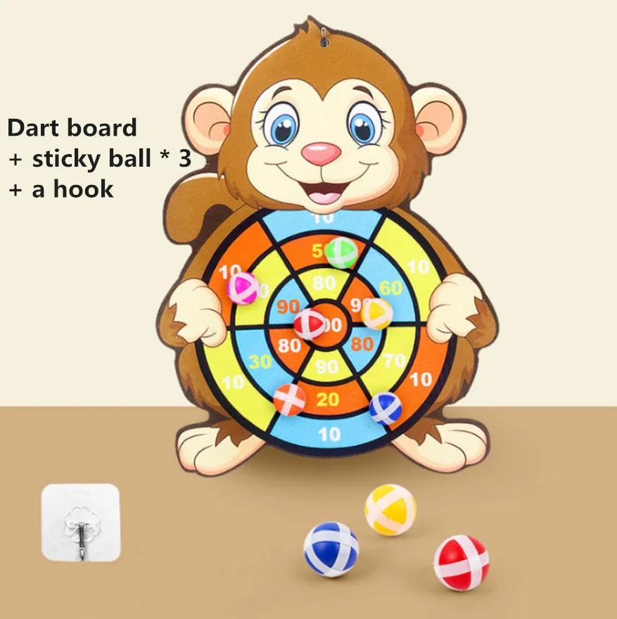 Cartoon Animal Dart Board for Kids - Montessori Sticky Ball Game monkey
