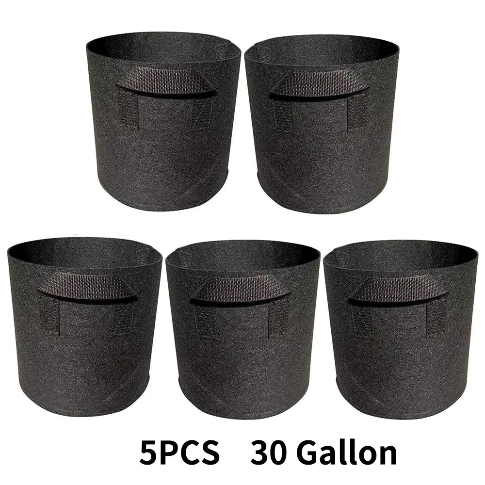 5-Pack Aeration Fabric Grow Bags with Handles - Optimal Plant Health 30gallons 60x40cm