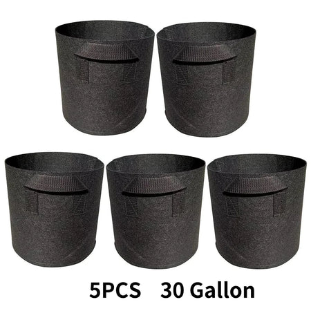 5-Pack Aeration Fabric Grow Bags with Handles - Optimal Plant Health 30gallons 60x40cm