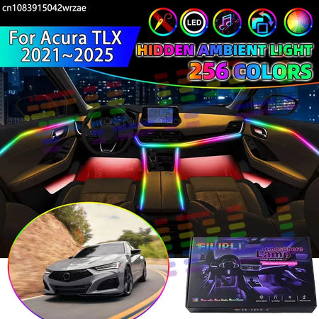 For Acura TLX 2021~2025 MK2 UB5 UB6 UB7 2th RGB Car Interior Ambient Lights Strips Breathing Lighting Kit App Control LED strips by InterCyprus Trading Ltd