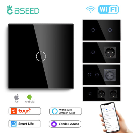 BSEED Smart Touch WiFi Light Switch with USB Type-C Ports