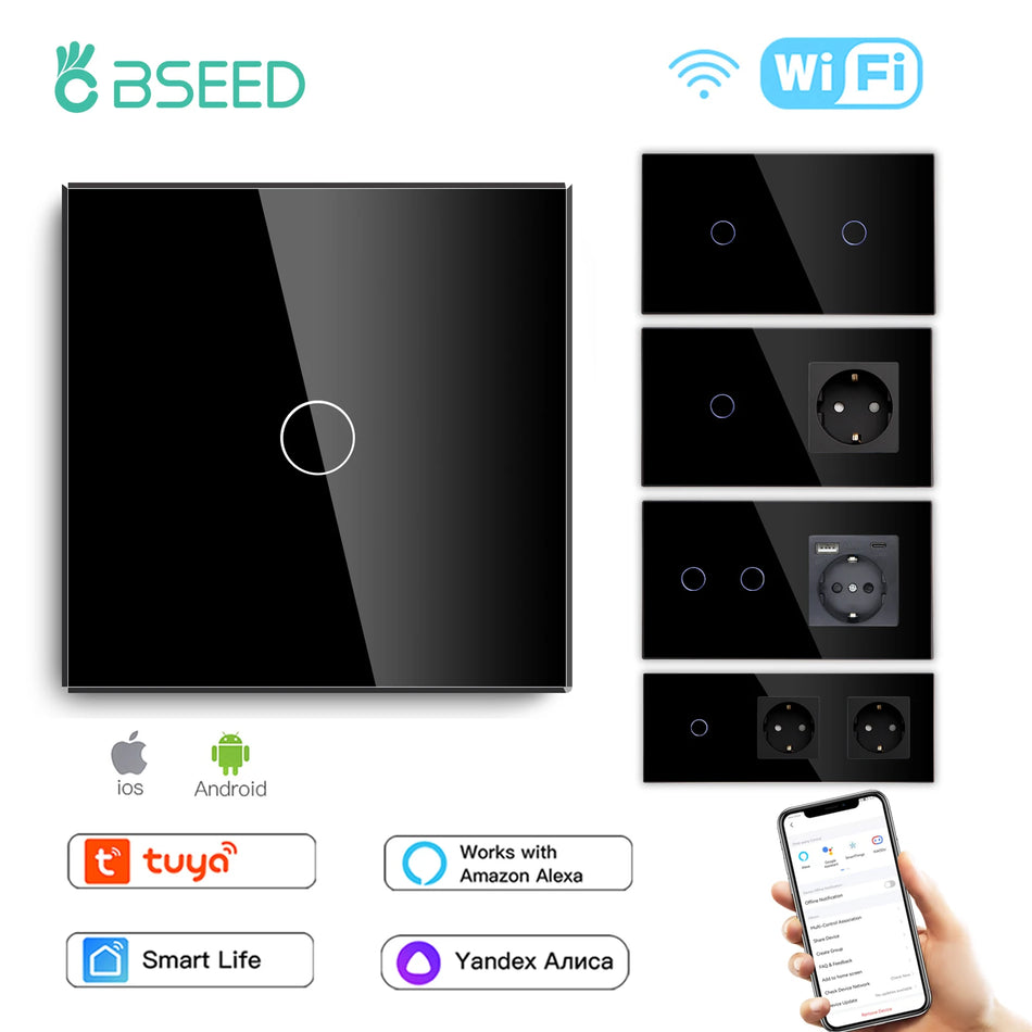 BSEED Smart Touch WiFi Light Switch with USB Type-C Ports