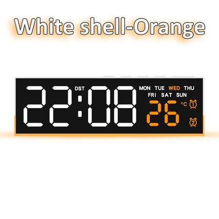 Digital LED Alarm Clock &ndash; Dual Alarm with Mood Lighting White shell Orange