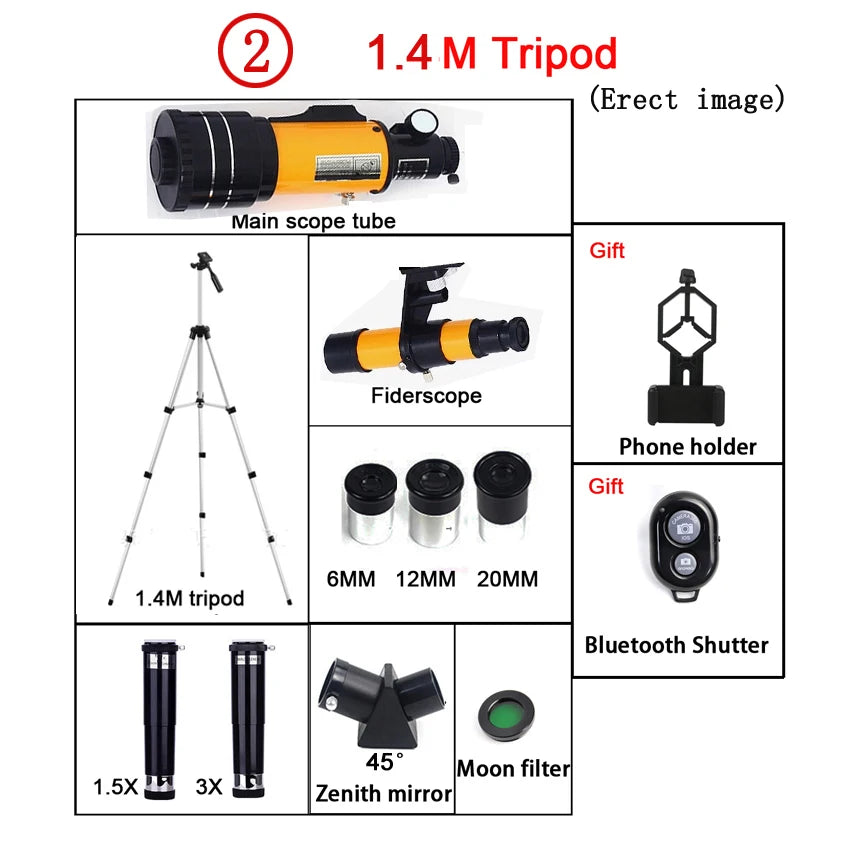 F30070M AZM70300 Telescope &ndash; 150x Zoom for Moon and Stars 1.4M tripod