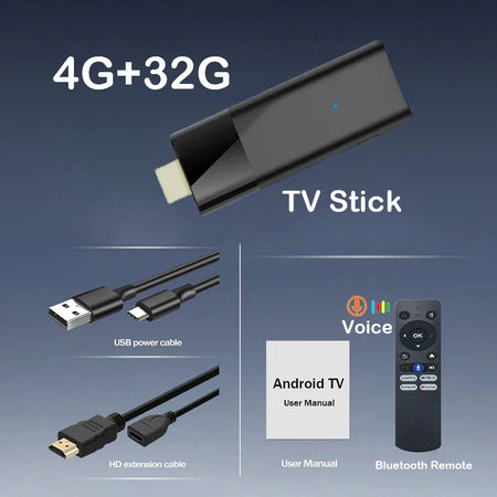 Mini Q12 8K Android TV Stick | Android 14 | Dual WiFi | Voice Remote 4G 32G Voice Remote