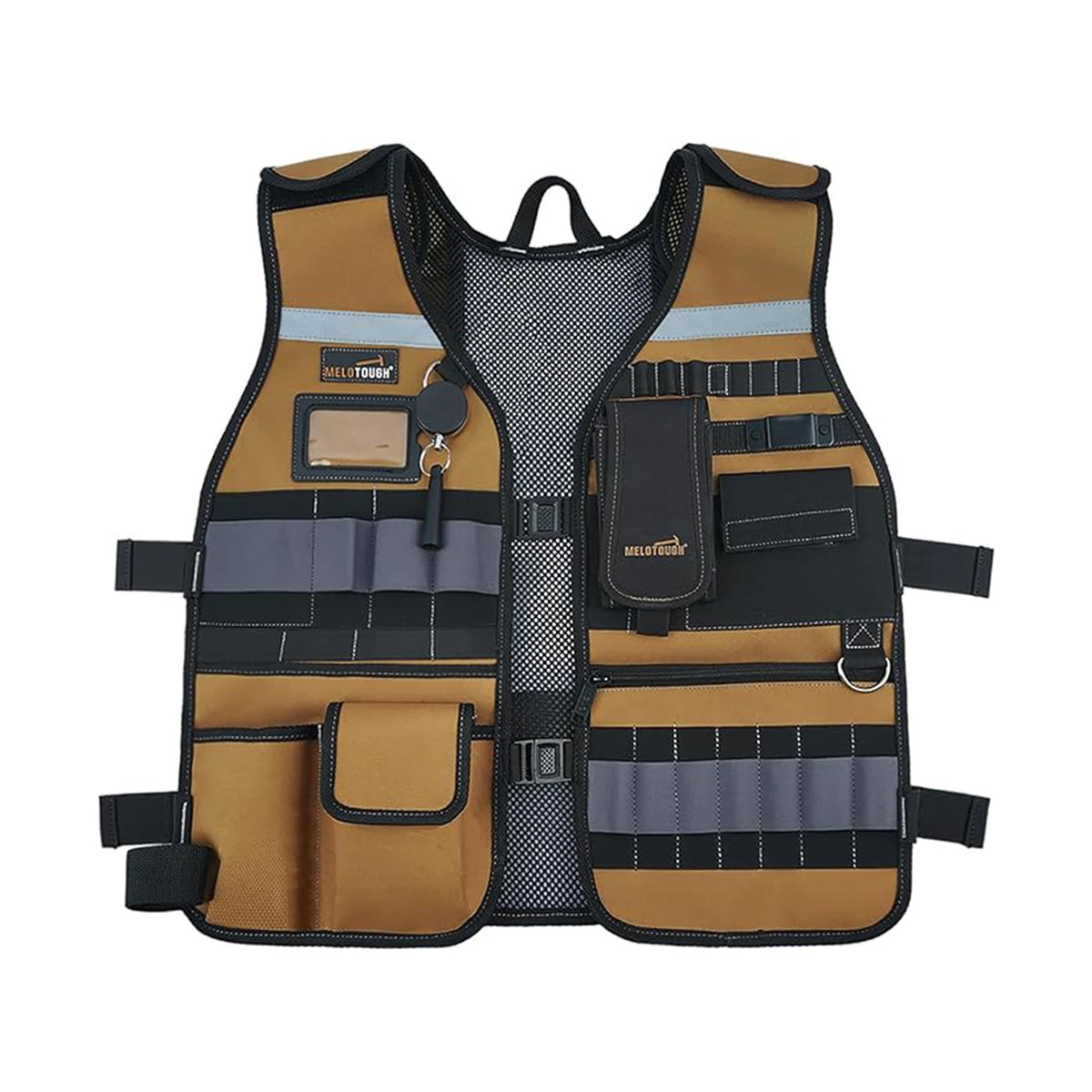 MELOTOUGH Tool Vest &ndash; Adjustable Straps With Phone Holder TV01-Khaki
