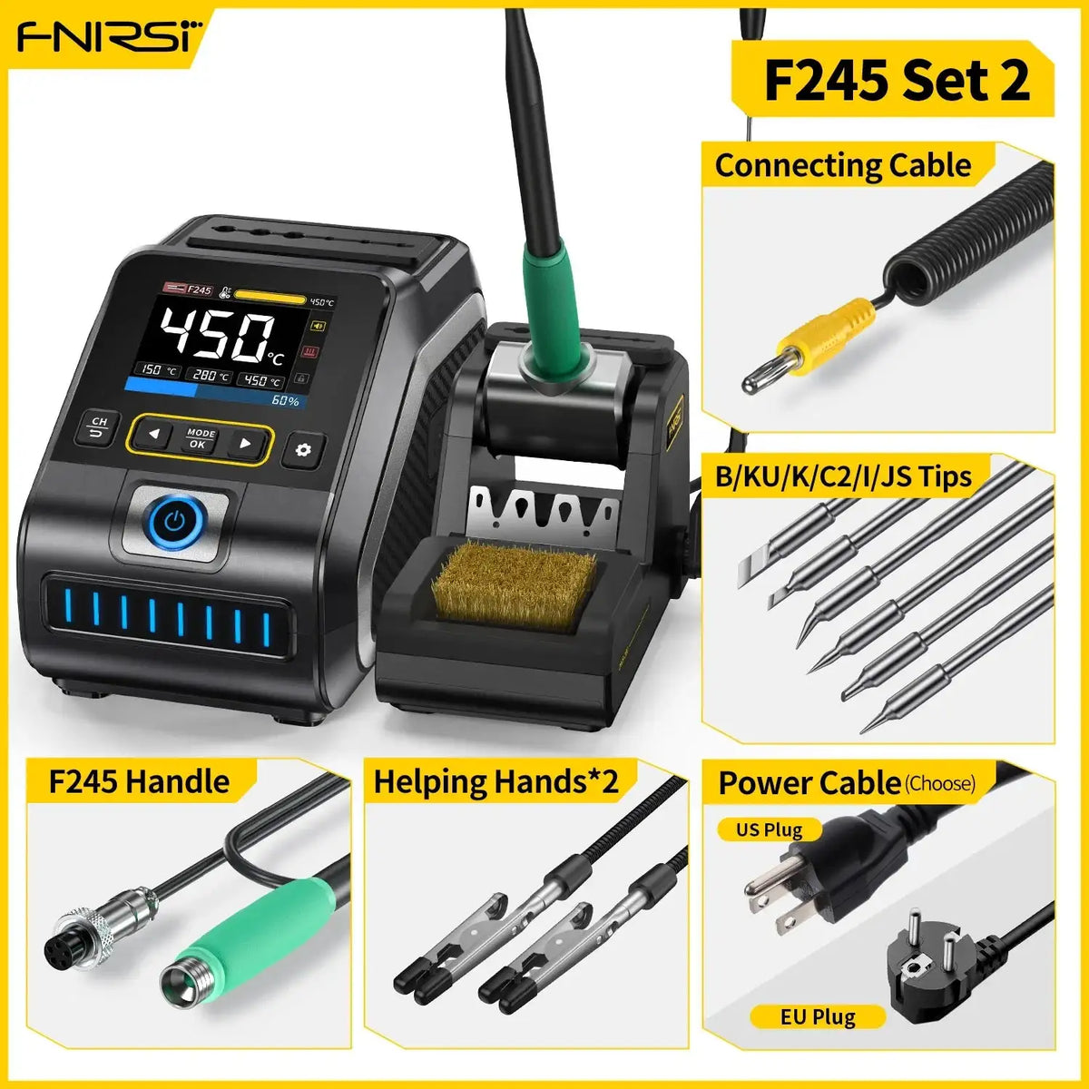FNIRSI DWS-200 200W Soldering Station With C210 Handle DWS-200 F245-6 Tips / EU (110V-240V)