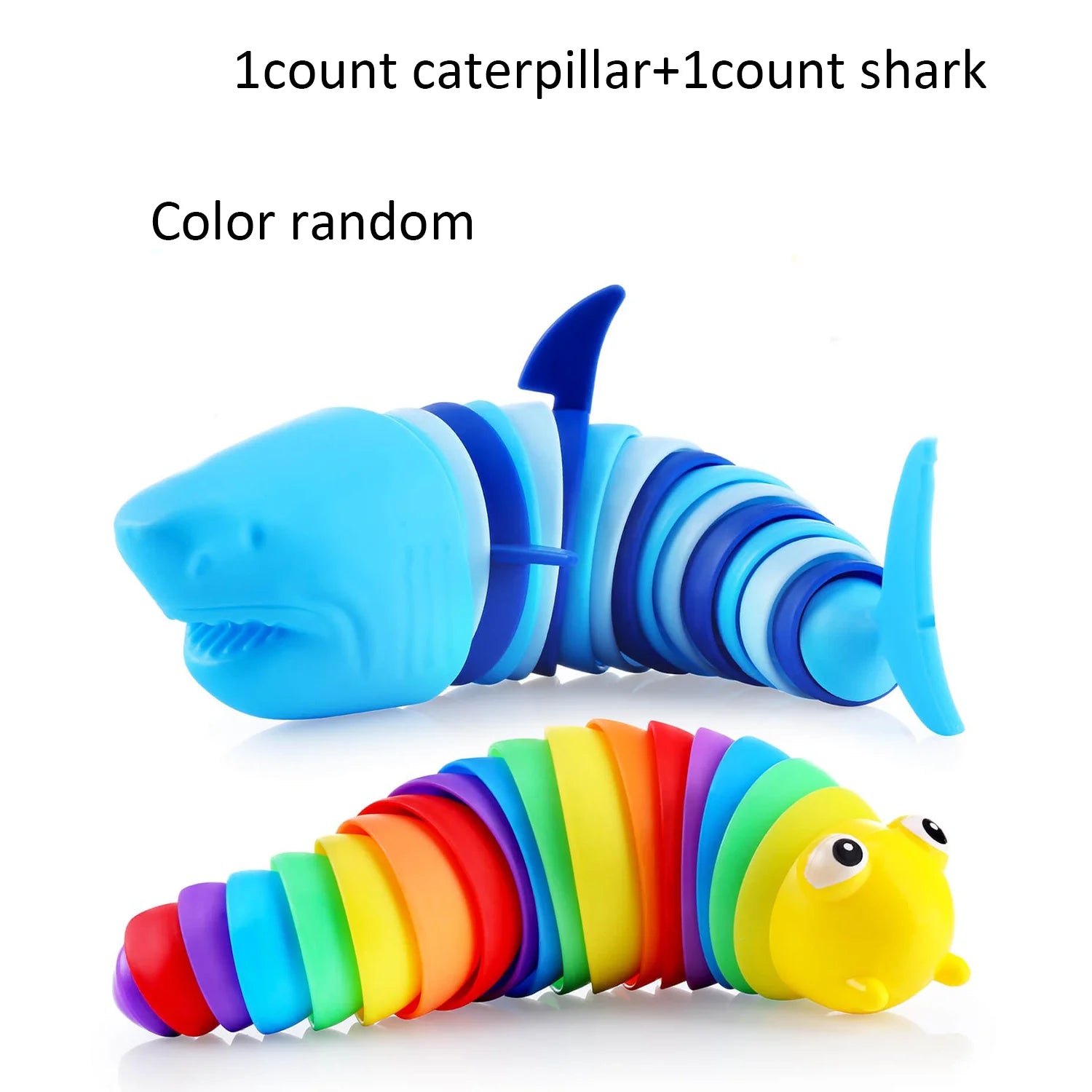 Stress Relief Fidget Slug Toy Set - 2 Pieces for Sensory Play and Focus (Random Color) 2pcs