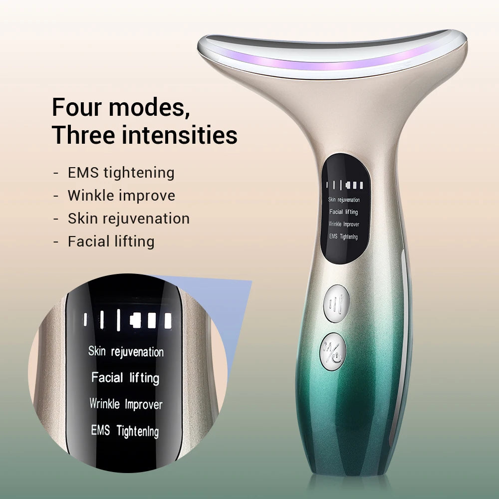 PASTSKY EMS Neck &amp; Face Beauty Massager with LED Photon Therapy