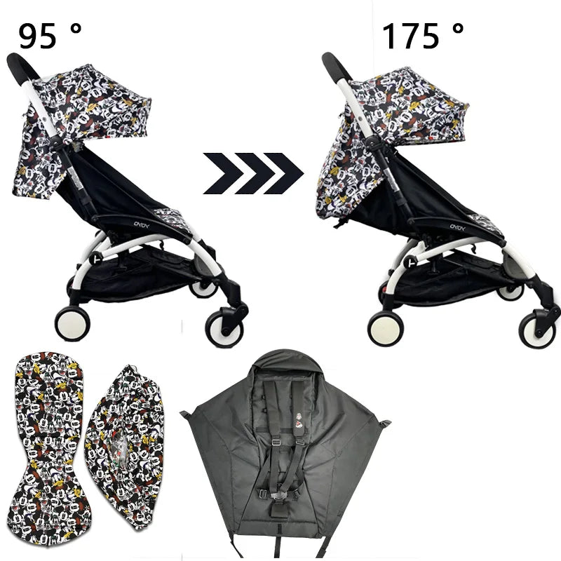 3-Piece Stroller Accessory Set: Canopy Cover &amp; Cushion for Babyyoya
