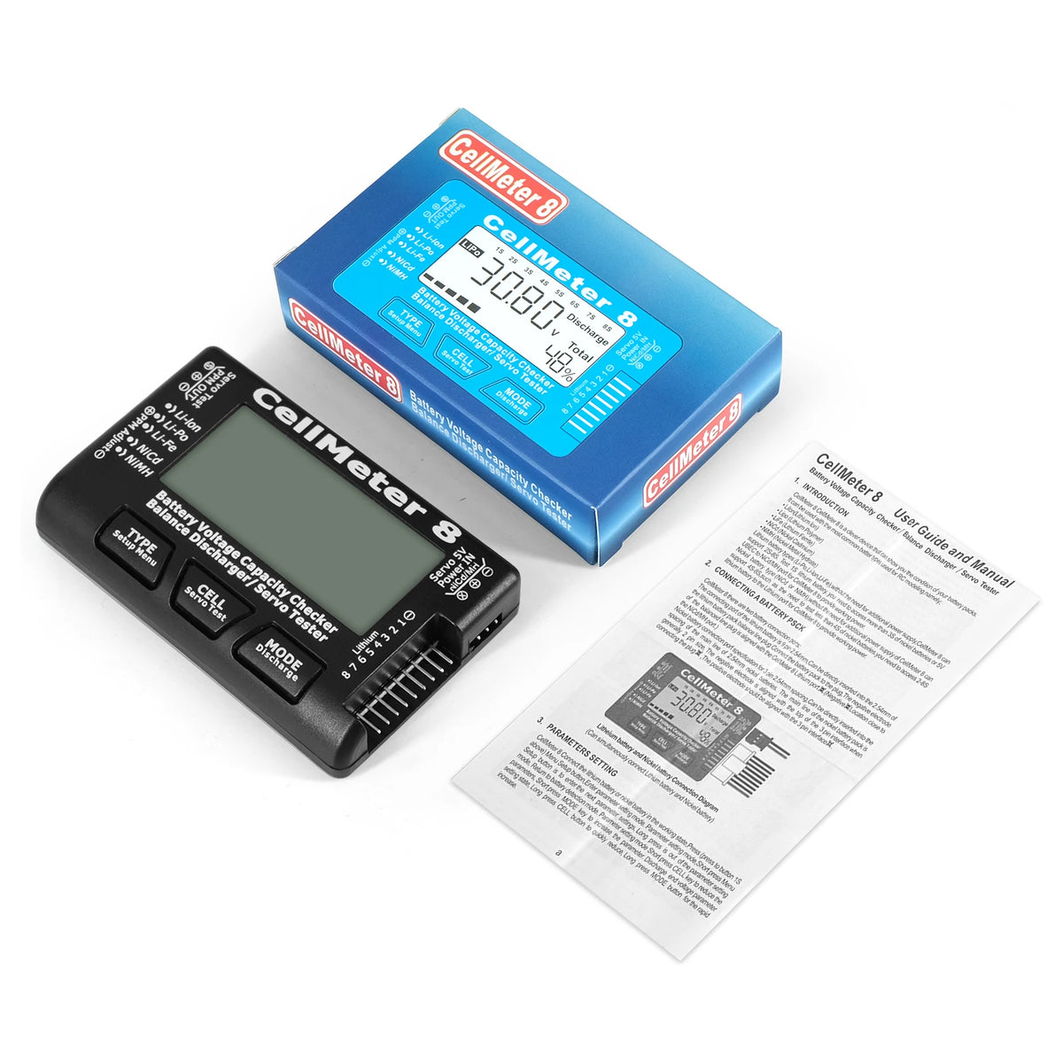 RC CellMeter 8 2-8S LiPo Li-lon Tester &ndash; Battery Meter