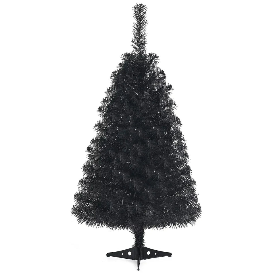 Artificial Black Christmas Tree With PVC Lights And Multi Color Ball Baubles, Desktop Xmas Decor For Festive Ambience