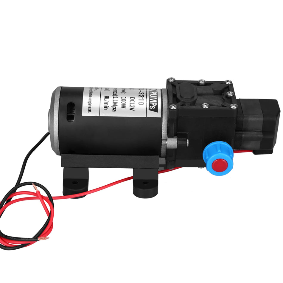 Pompa de apă cu diafragmă de înaltă presiune 12V DC, autoamorsantă, 8 L pe minut, carcasă din ABS