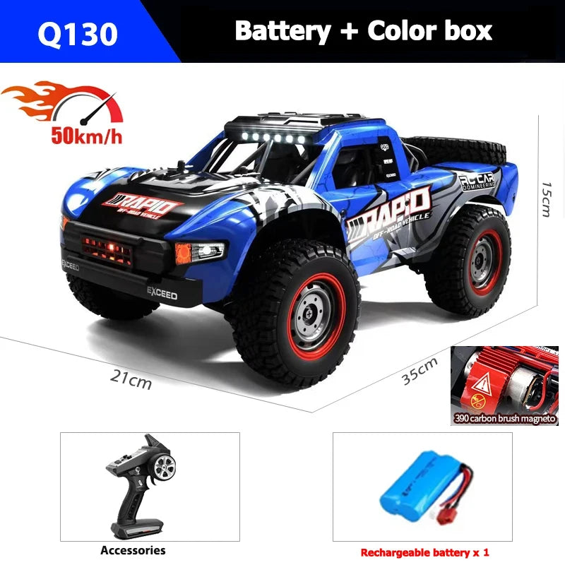 Teranty JJRC Q130 1:14 4WD Brushless RC Car - High-Speed Drift Monster Truck Blue-50km 1B