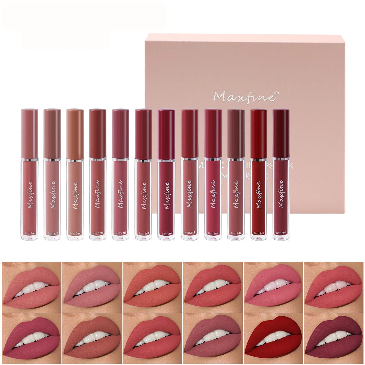 MAXFINE 6PC Matte Velvet Lip Gloss Set