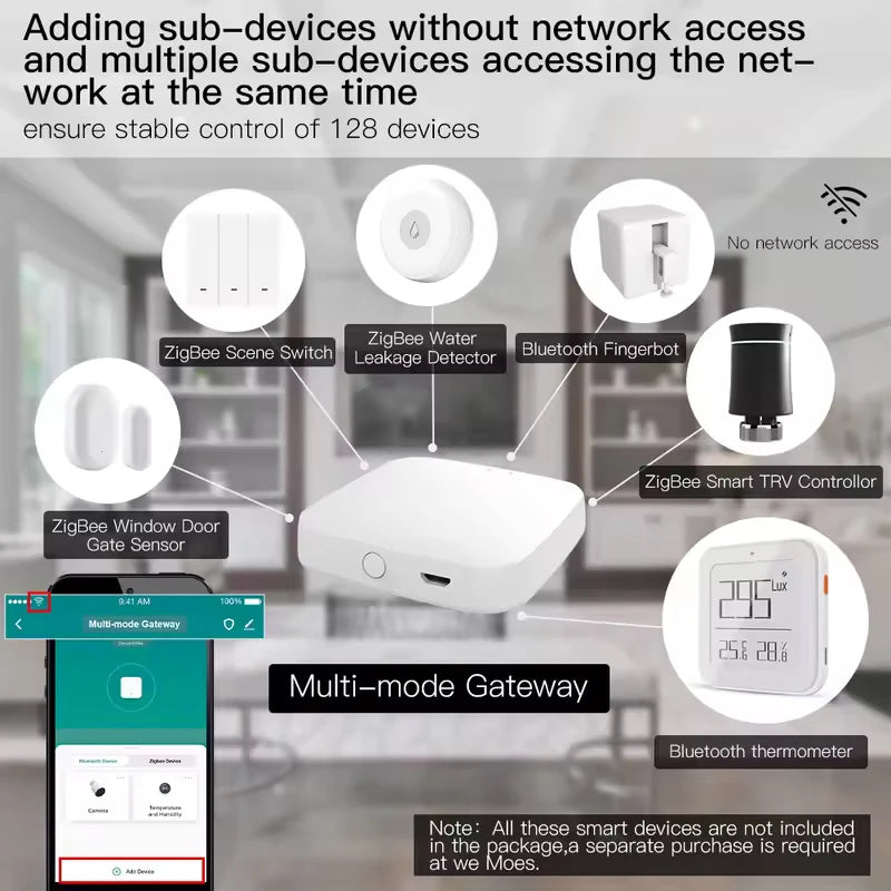 Moes Tuya Multi-mode Smart Gateway - ZigBee &amp; Bluetooth Hub with Voice Control