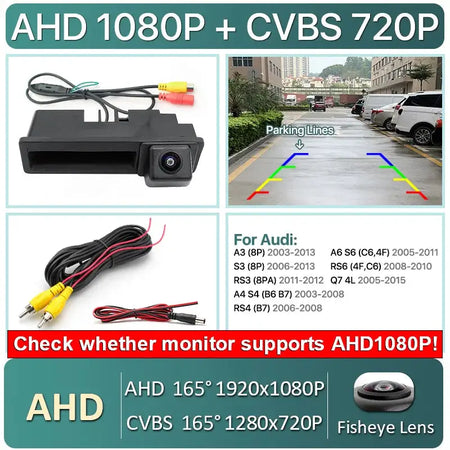 AHD 1080P 170° Car Rear View Trunk Handle Camera For Audi A1 A3 A4 A6 A6L S5 Q5 Q7 2005-2012 Vehicle Dynamic Trajectory by InterCyprus Trading Ltd