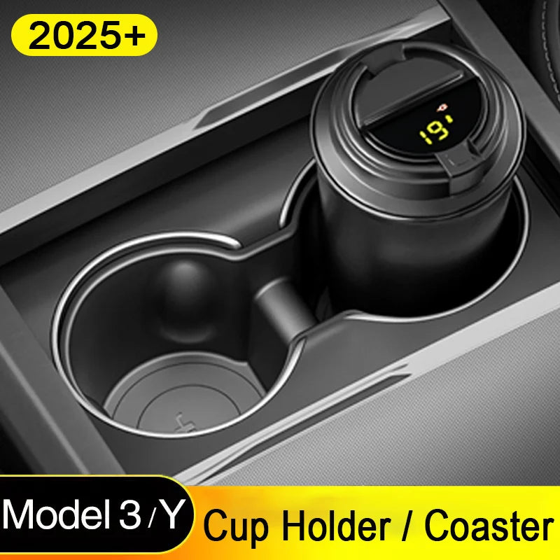 Organizator za držalo za skodelice v sredinski konzoli za Tesla Model Y, izdelan iz trpežne ABS plastike, prilagojena velikost, odporen na razlitja