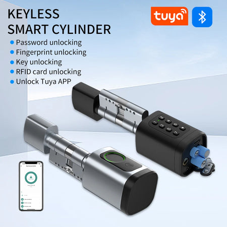 Tuya App Smart Cylinder Lock &ndash; Fingerprint and Pin Code